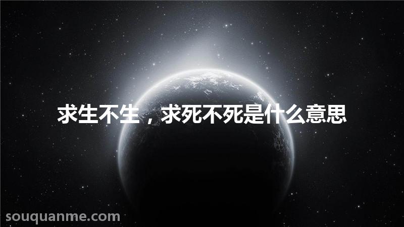 求生不生，求死不死是什么意思 求生不生，求死不死的拼音 求生不生，求死不死的成语解释